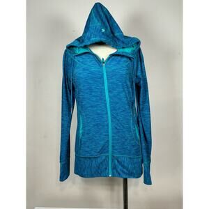Prana Ember Zip Top Hooded Dragonfly Blue Women's Size Medium M USED